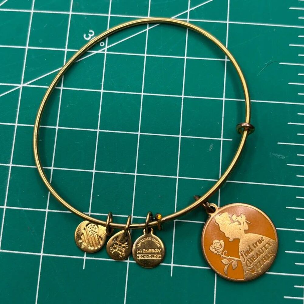 Alex and Ani Belle Disney Gold Tone Bracelet "Find True Beauty Within"